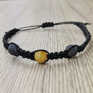 Yellow Jade 8mm Lava Bead Handmade Bracelet